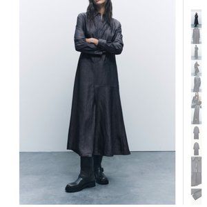 LINEN BLEND SHIRT DRESS ZW COLLECTION 2023 NWT L
